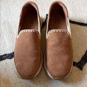 TOMS Tan Suede Slip-Ons